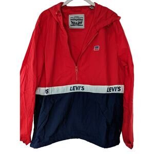 Vintage Levi’s Windbreaker Half Zip Size Medium Red Blue 240624